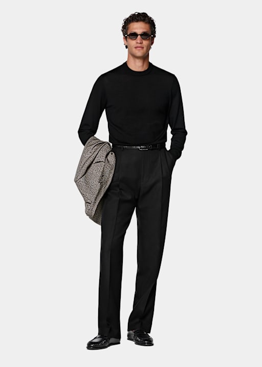 Black Merino Crewneck