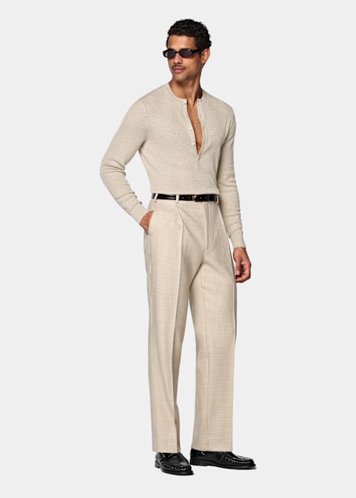 Henley marron clair c&ocirc;tel&eacute;
