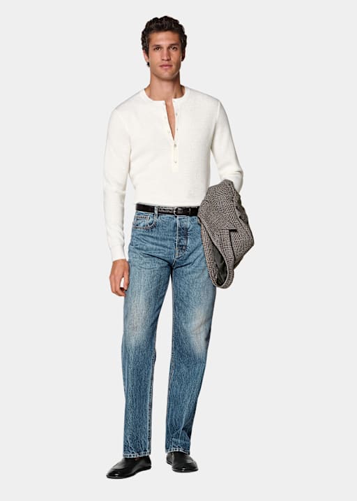 Off-White Ribbed Henley