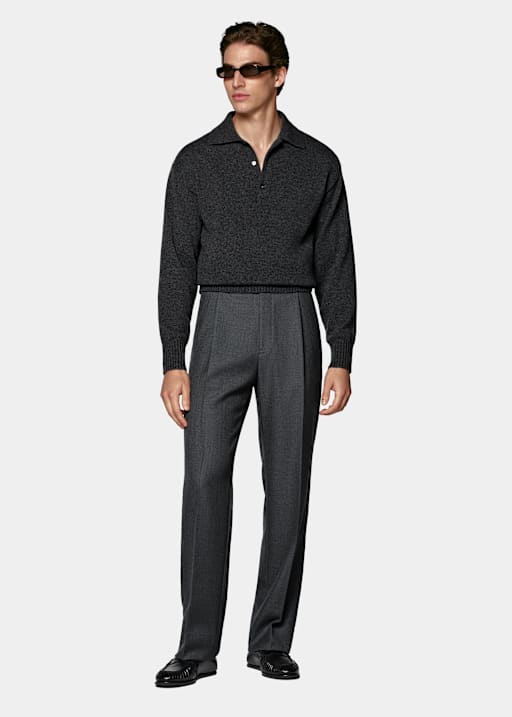 Dark Grey Long Sleeve Polo