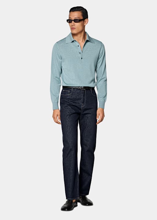 Light Blue Long Sleeve Polo