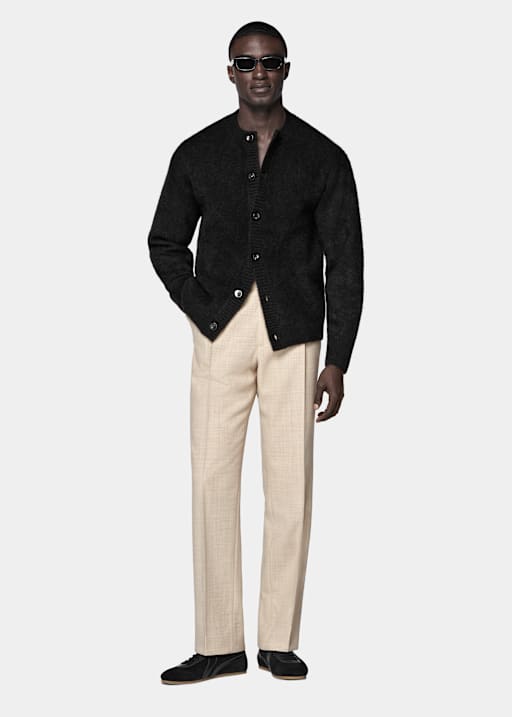 Black Crewneck Cardigan