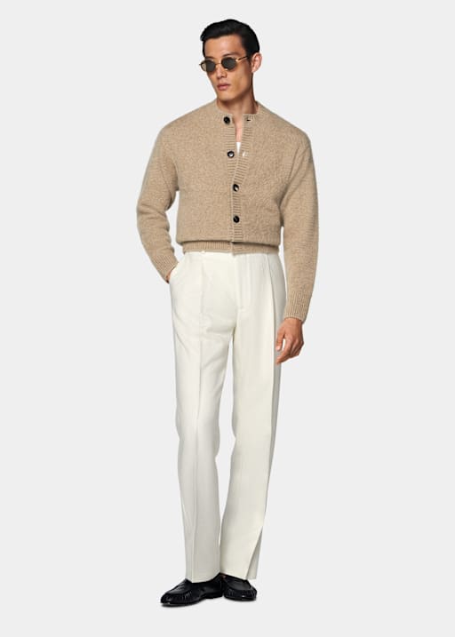 Mid Brown Crewneck Cardigan