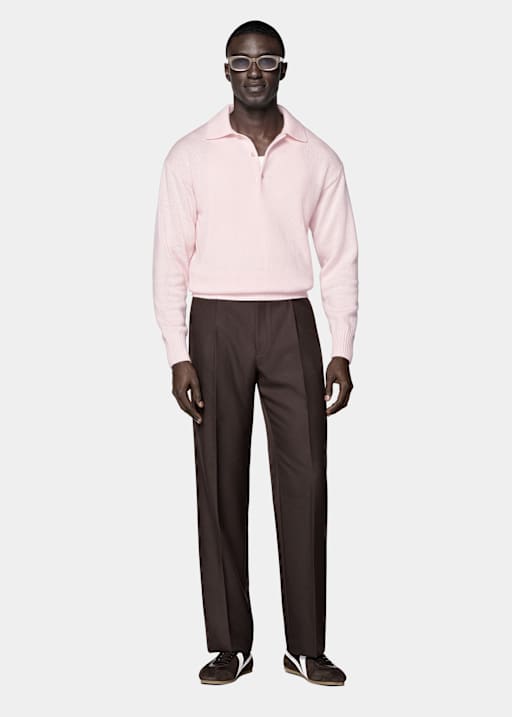 Polo manches longues rose