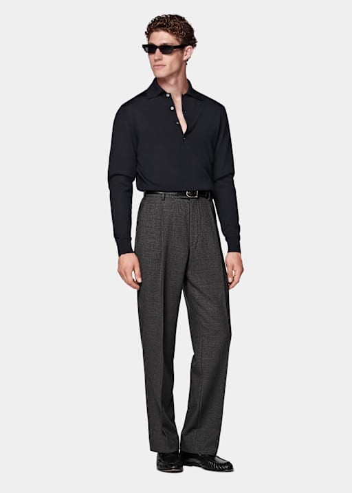 Navy Long Sleeve Polo