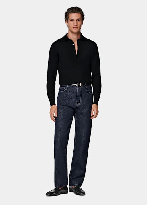 Black Long Sleeve Polo