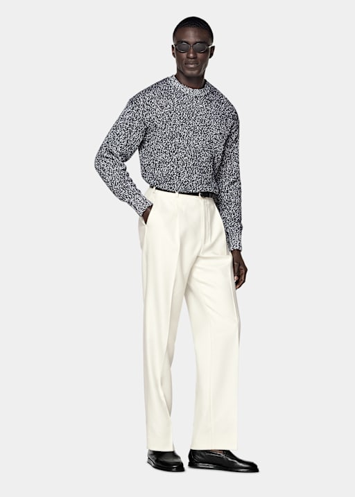 Jersey mouliné negro y blanco de cuello redondo