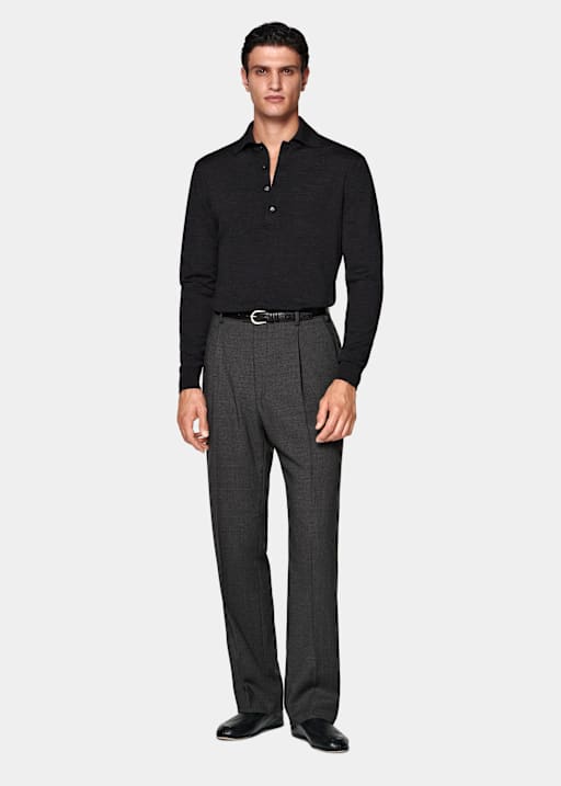 Dark Grey Long Sleeve Polo