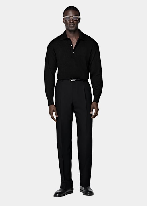 Black Long Sleeve Polo