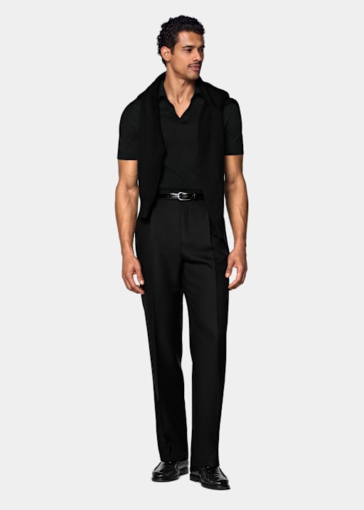 Black Buttonless Polo