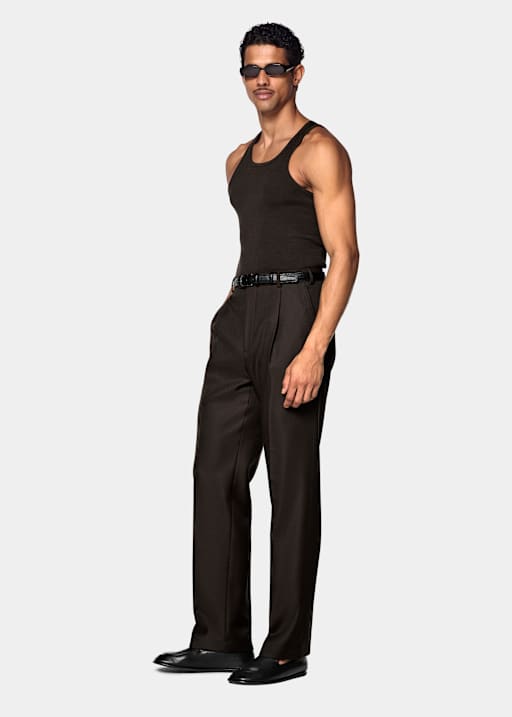 Mid Brown Ribbed Tank Top