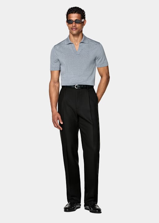 Light Blue Buttonless Polo