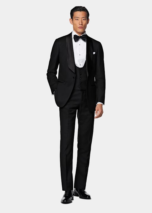 Black Three-Piece Tailored Fit Havana Tuxedo
