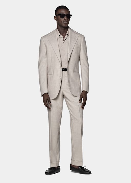 Light Taupe Relaxed Fit Roma Suit