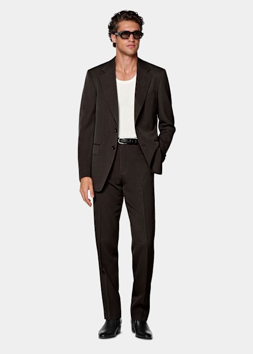 Dark Brown Tailored Fit Milano Suit