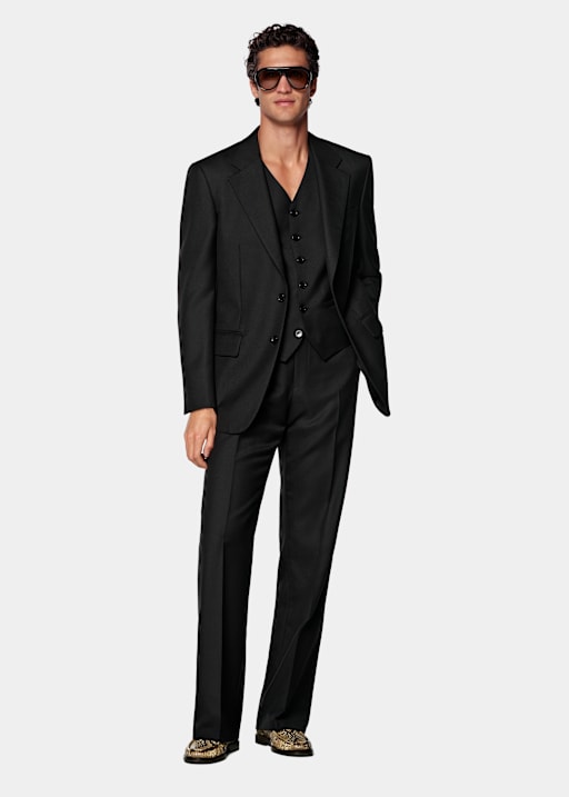 Black Relaxed Fit Roma Suit