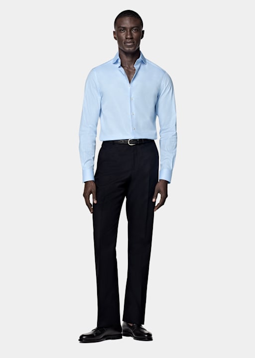 Light Blue Twill Tailored Fit Shirt