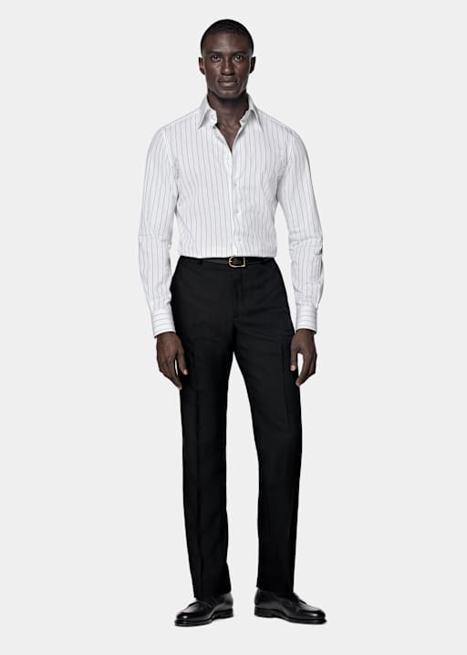Hemd weiß gestreift Pointkragen Tailored Fit