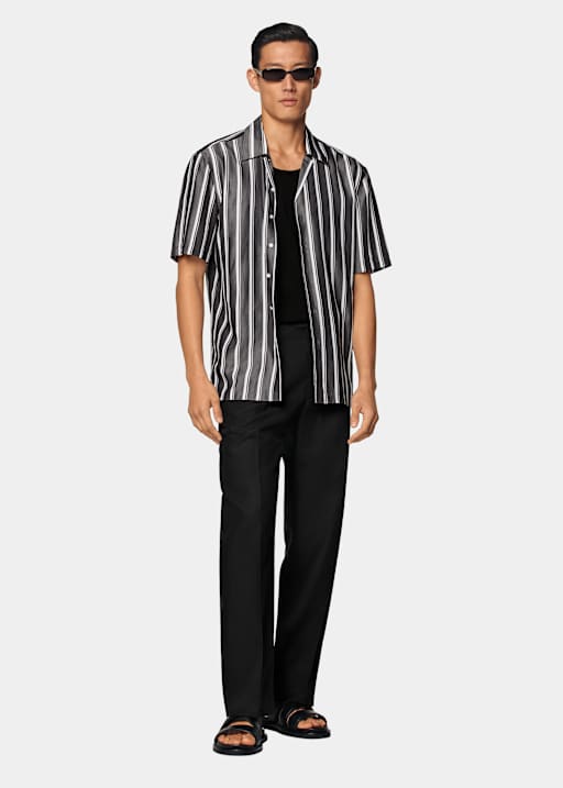 Black Striped Short Sleeve Shirt
