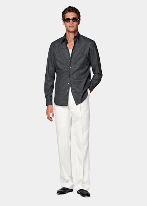 Dunkelgraues Woll-Overshirt