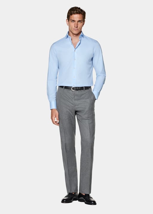 Light Blue Twill Tailored Fit Shirt