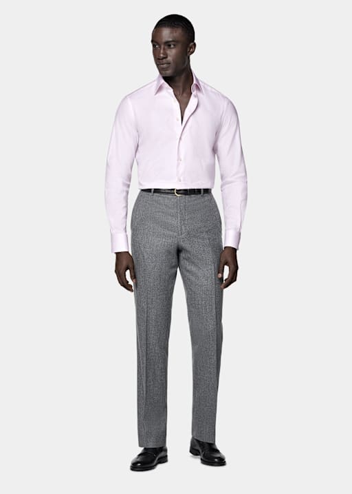 Chemise col classique rose