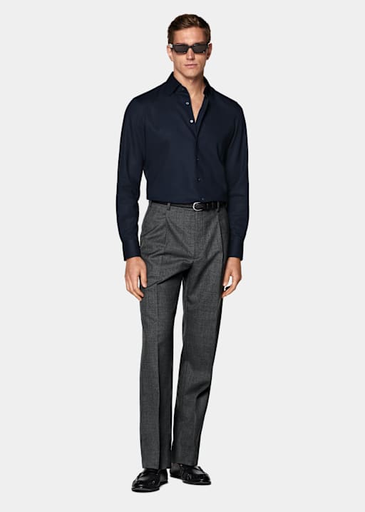 Navy Lyocell-Hemd
