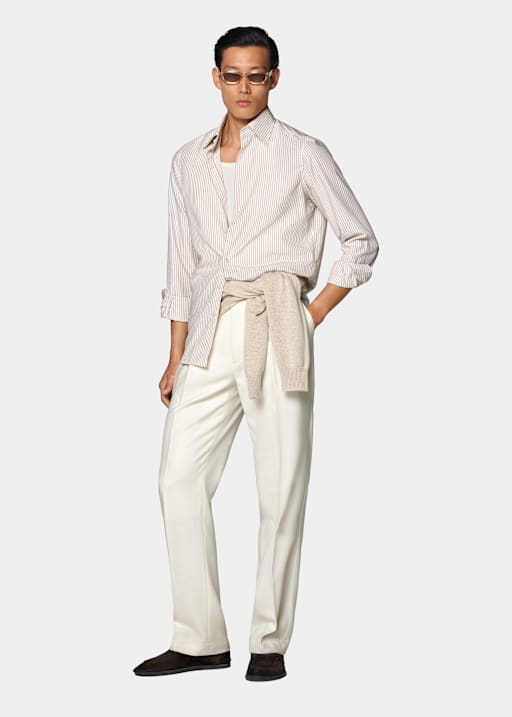 Chemise en lyocell ray&eacute;e brun clair
