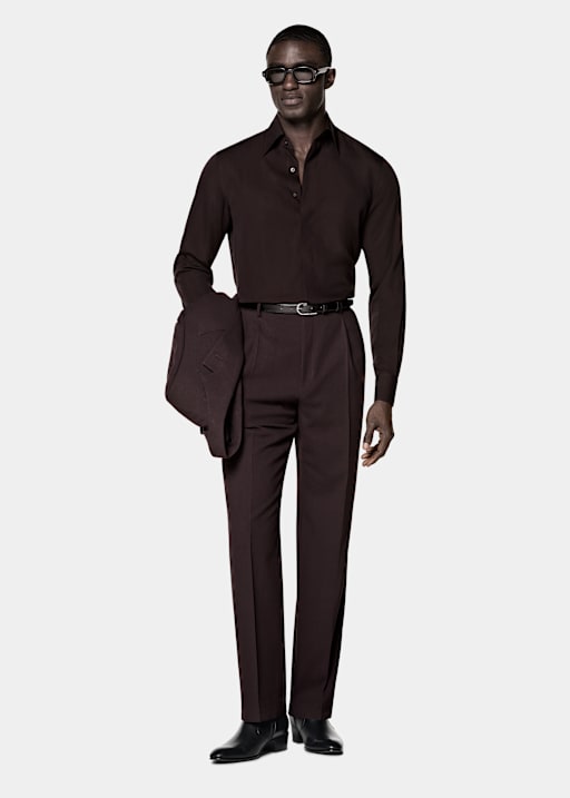 Dark Red Lyocell SIlk Shirt