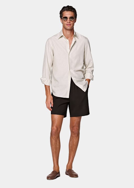 다크 브라운 스트레이트 레그 반바지