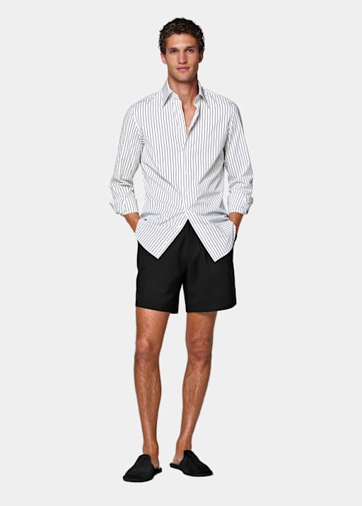 블랙 스트레이트 레그 반바지