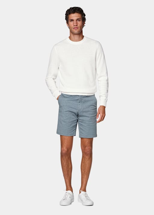 Mid Blue Slim Leg Chino Shorts