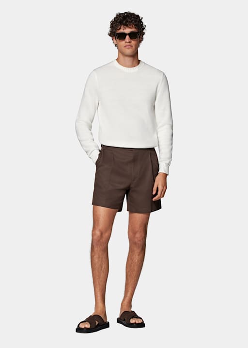 Mid Brown Straight Leg Shorts