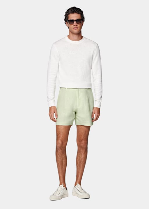 Light Green Straight Leg Shorts