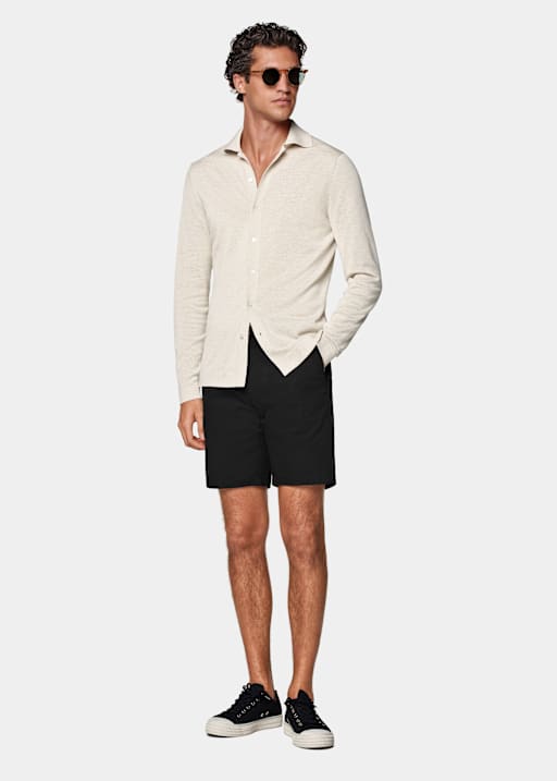 Chino-Shorts schwarz Slim Leg