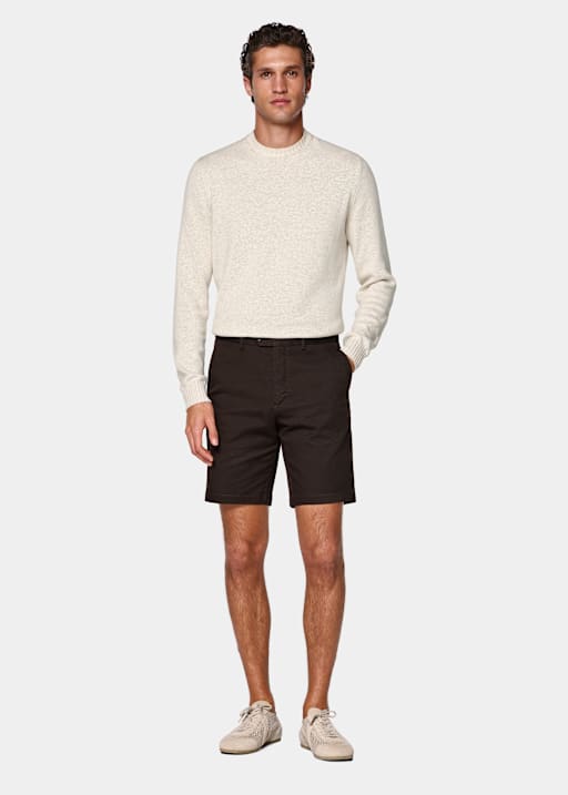 Dark Brown Slim Leg Chino Shorts