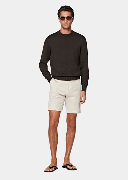 Light Brown Slim Leg Chino Shorts