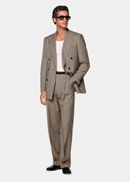 Taupe Tailored Fit Milano Suit