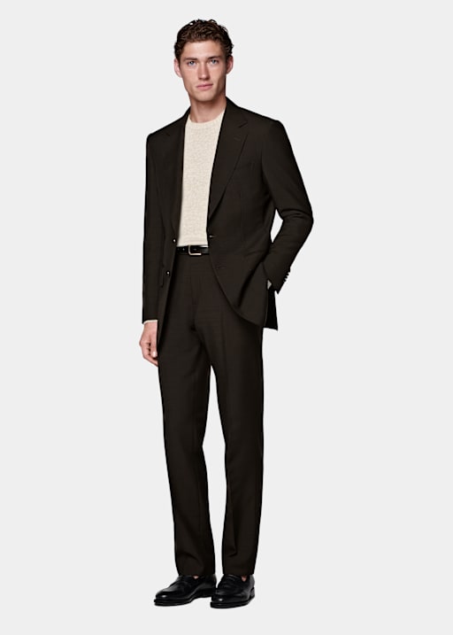 Garnitur Milano tailored fit ciemnobrązowy