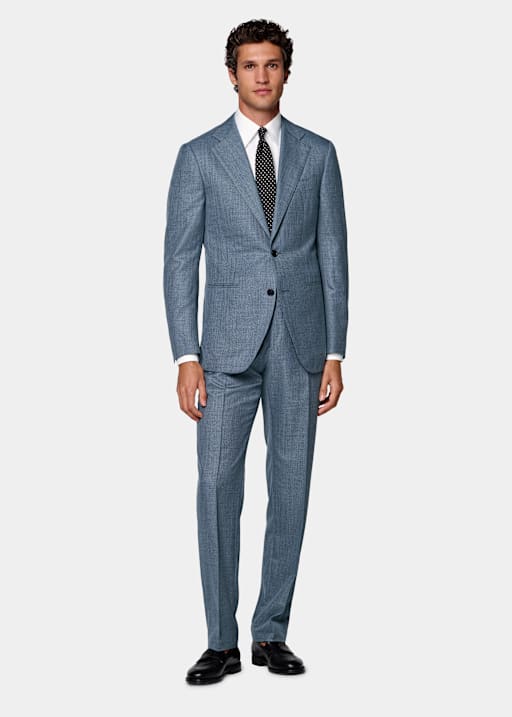 Costume Havana coupe Tailored bleu moyen
