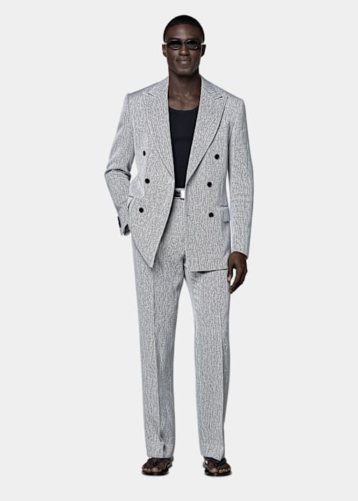 Garnitur Milano tailored fit granatowy w jodełkę