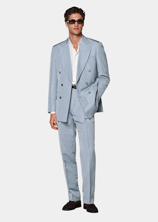 Mid Blue Tailored Fit Milano Suit