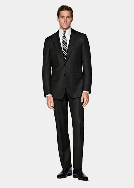 Traje Milano gris oscuro a rayas corte Tailored