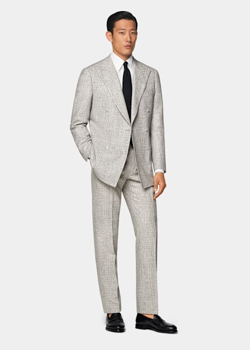 Havana Anzug hellgrau kariert Tailored Fit