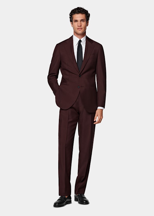 Burgundy Tailored Fit Havana Suit