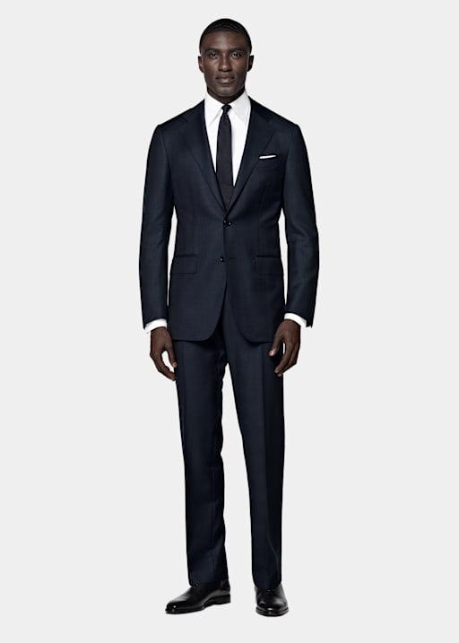 Navy Checked Tailored Fit Havana Suit