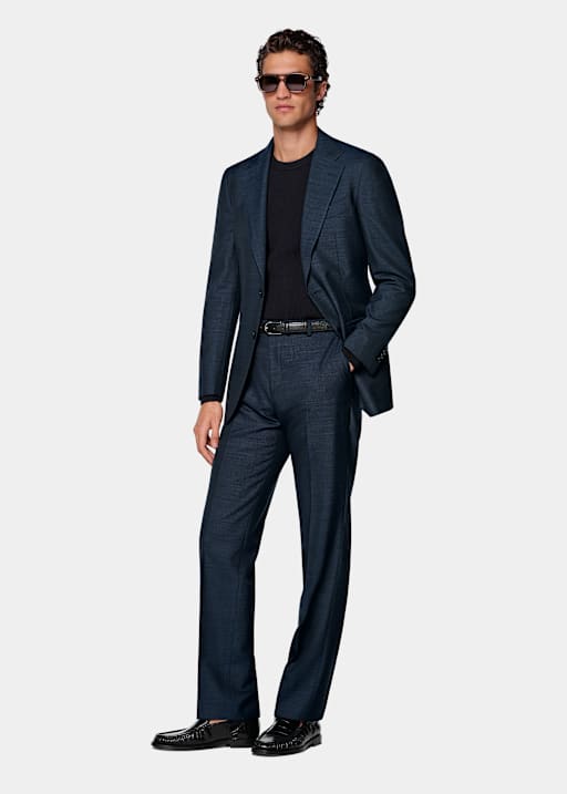 Abito Havana Perennial a quadri blu navy tailored fit