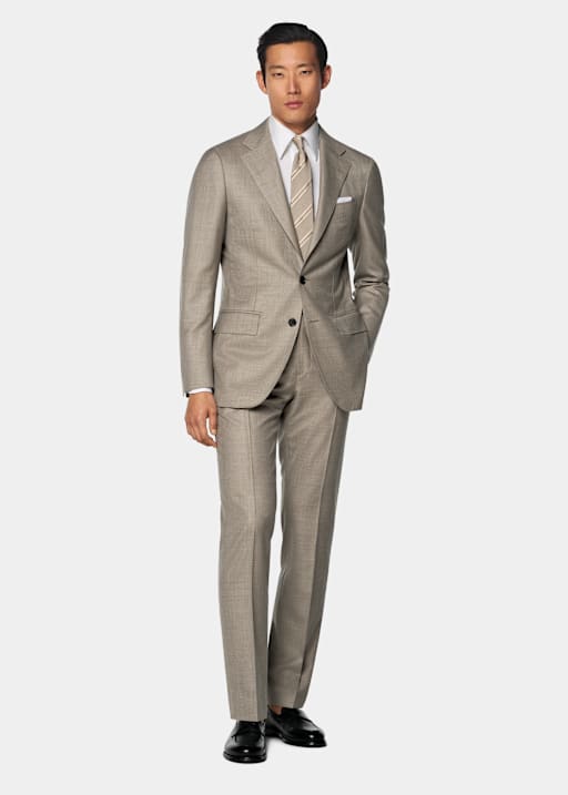 Mid Taupe Tailored Fit Havana Suit