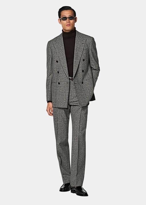 Abito Roma relaxed fit grigio scuro a quadri