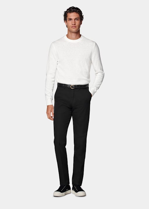 Black Slim Leg Straight Chinos